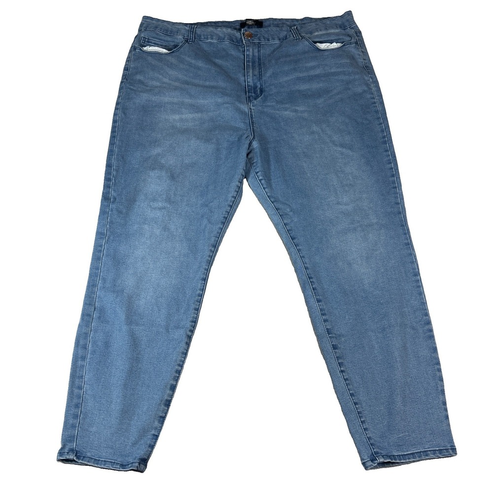 Forever 21 Womens Blue Fitted Mom Jeans Plus Size 22 Comfort Denim